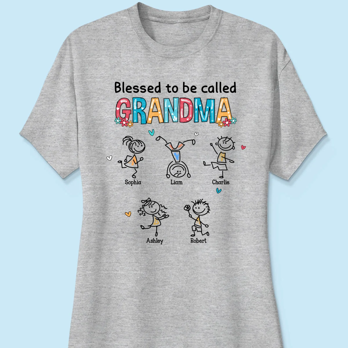 Blessed To Be Called Grandma Colorful Drawing Personalized Shirt - Image 12