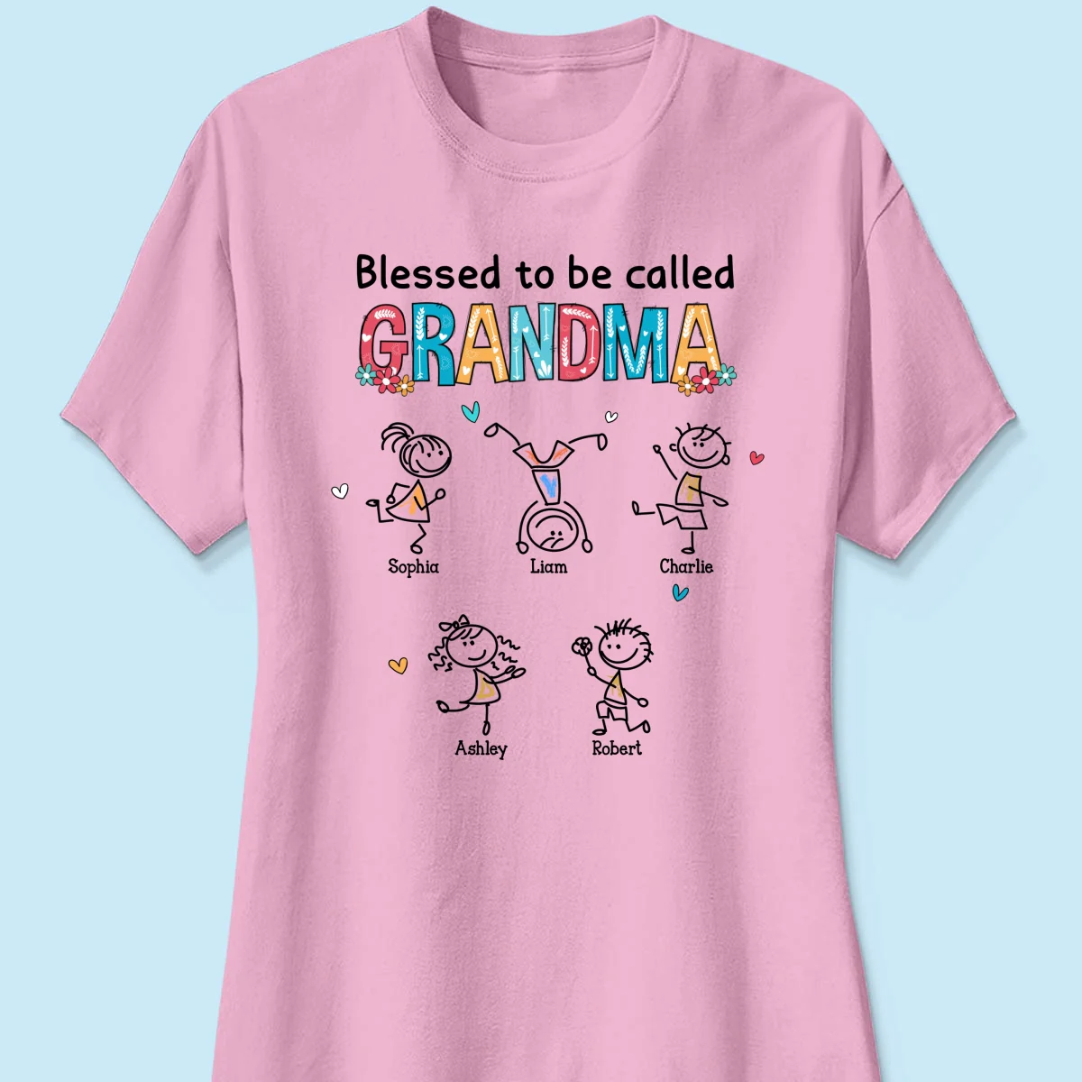 Blessed To Be Called Grandma Colorful Drawing Personalized Shirt - Image 13