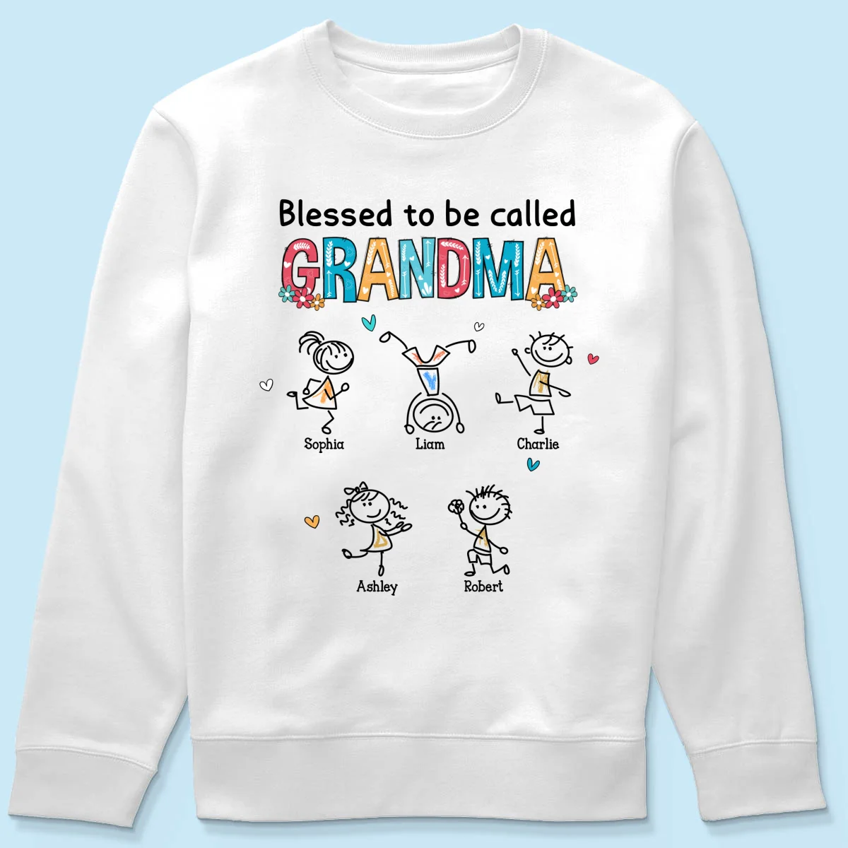 Blessed To Be Called Grandma Colorful Drawing Personalized Shirt - Image 19