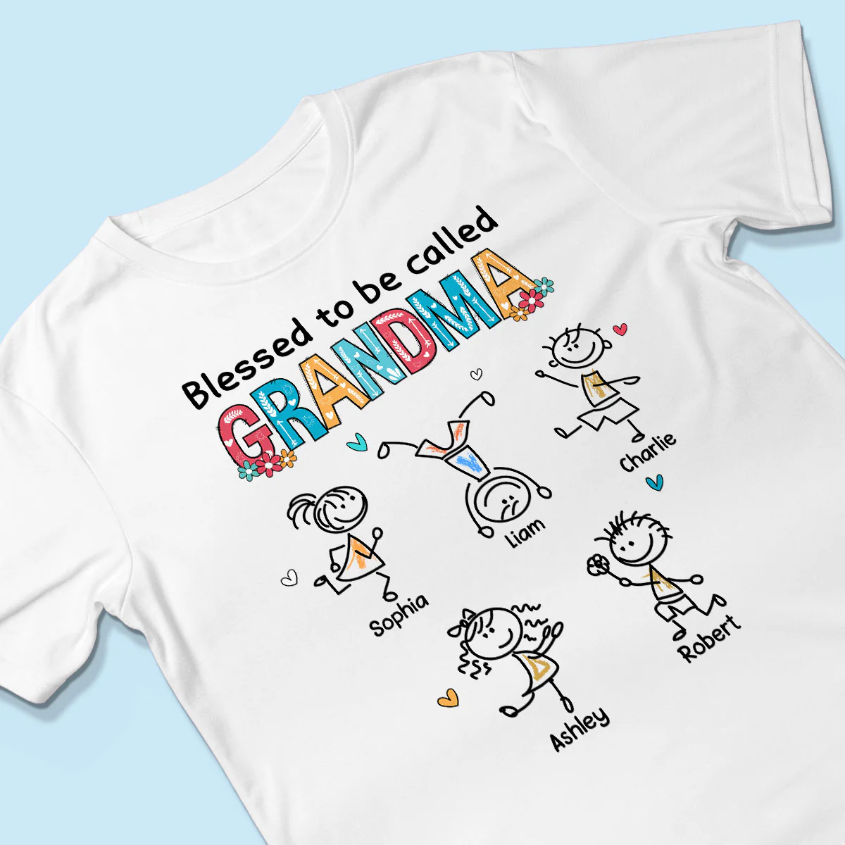 Blessed To Be Called Grandma Colorful Drawing Personalized Shirt - Image 3