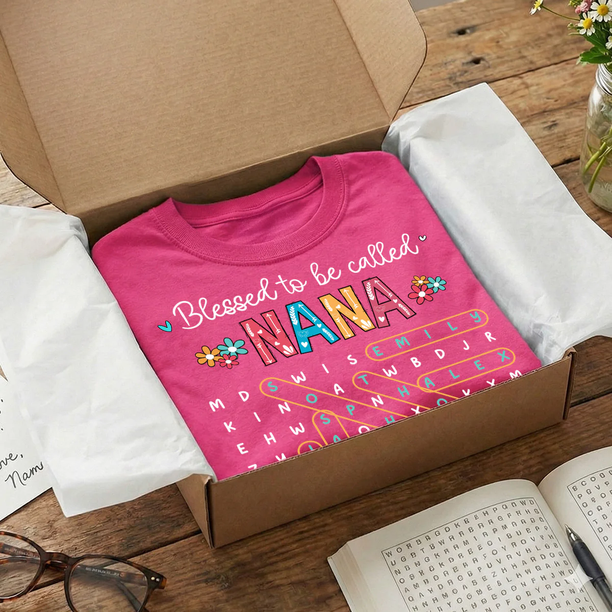 Blessed To Be Called Grandma Grandkids Name Word Search Puzzle - Personalized Shirt - Mother's Day Gift For Grandma Mom - Image 5
