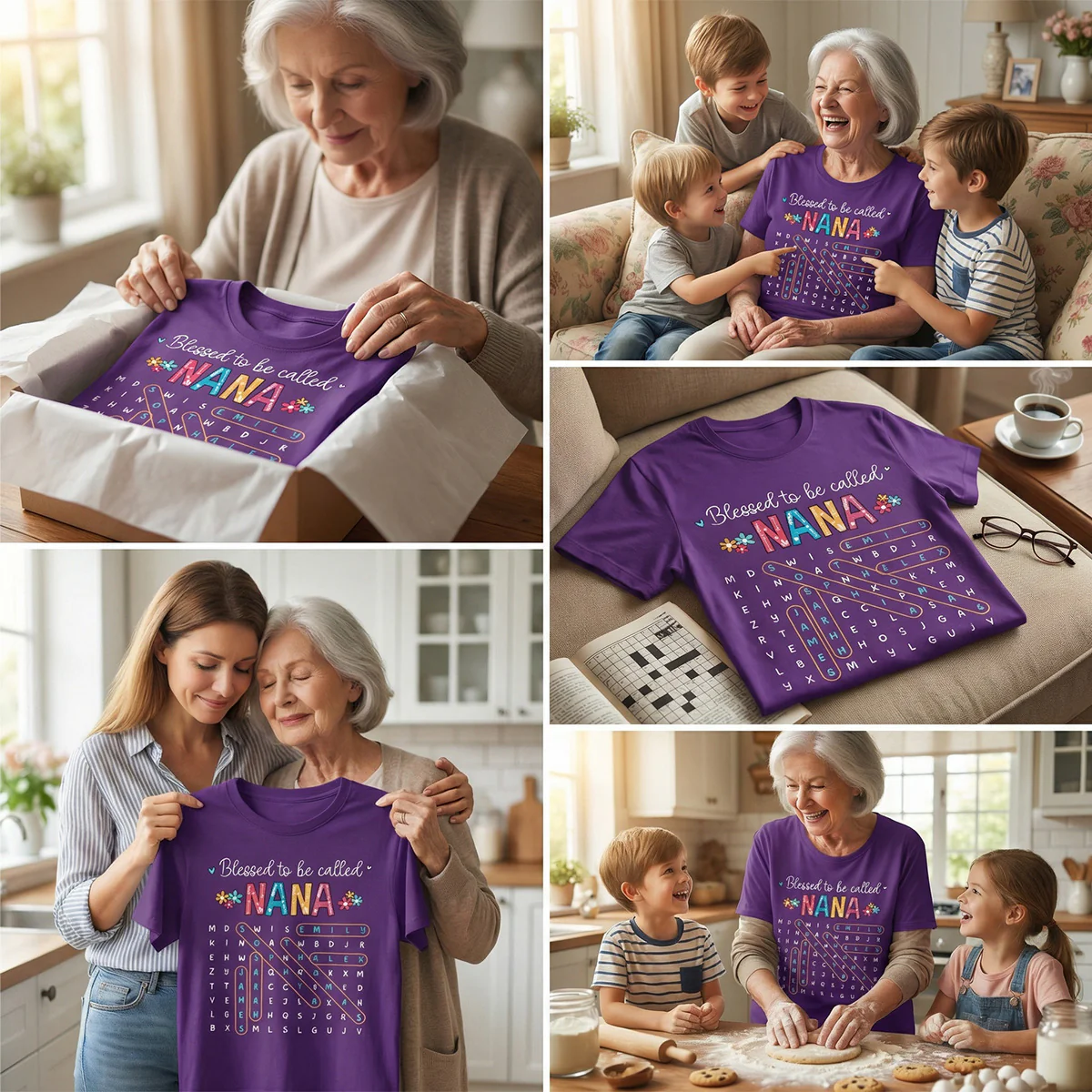 Blessed To Be Called Grandma Grandkids Name Word Search Puzzle - Personalized Shirt - Mother's Day Gift For Grandma Mom - Image 7