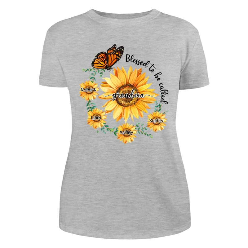 Blessed To Be Called Grandma Mom Circle Sunflowers Personalized Shirt - Image 10