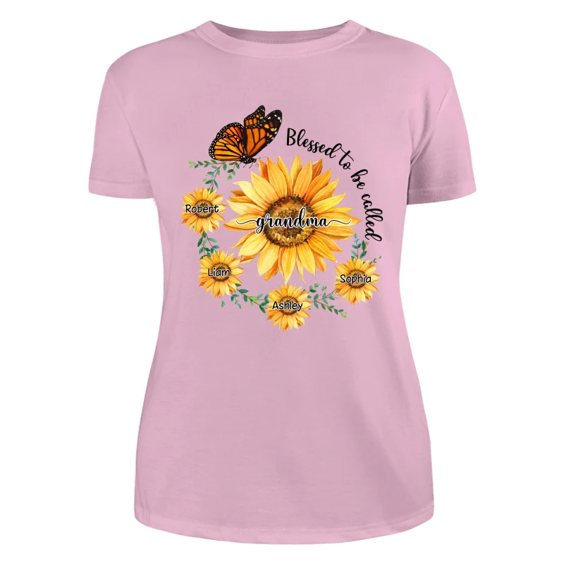 Blessed To Be Called Grandma Mom Circle Sunflowers Personalized Shirt - Image 11
