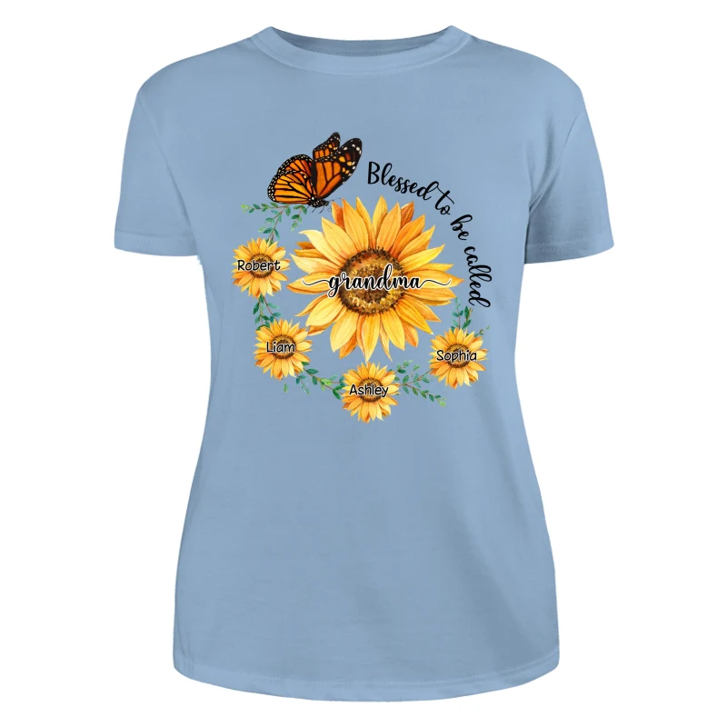 Blessed To Be Called Grandma Mom Circle Sunflowers Personalized Shirt - Image 12