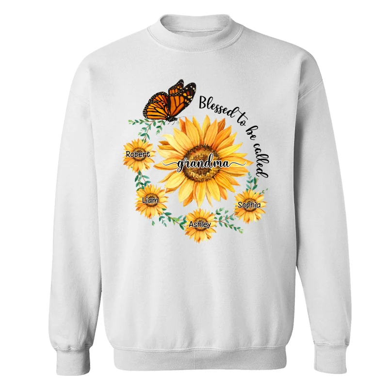 Blessed To Be Called Grandma Mom Circle Sunflowers Personalized Shirt - Image 17
