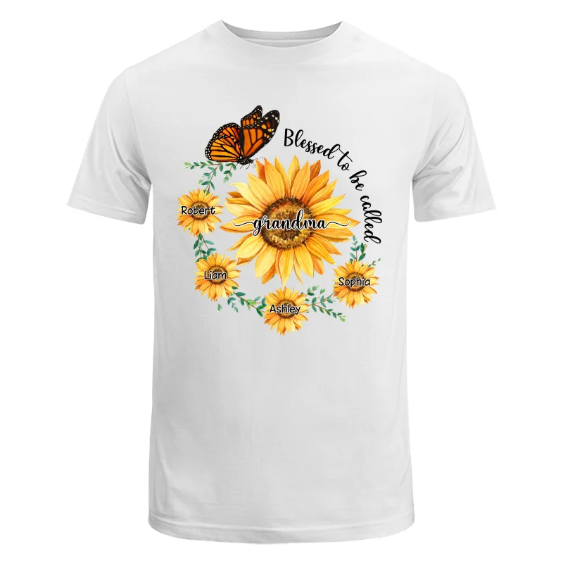 Blessed To Be Called Grandma Mom Circle Sunflowers Personalized Shirt - Image 5