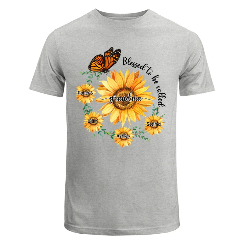 Blessed To Be Called Grandma Mom Circle Sunflowers Personalized Shirt - Image 6