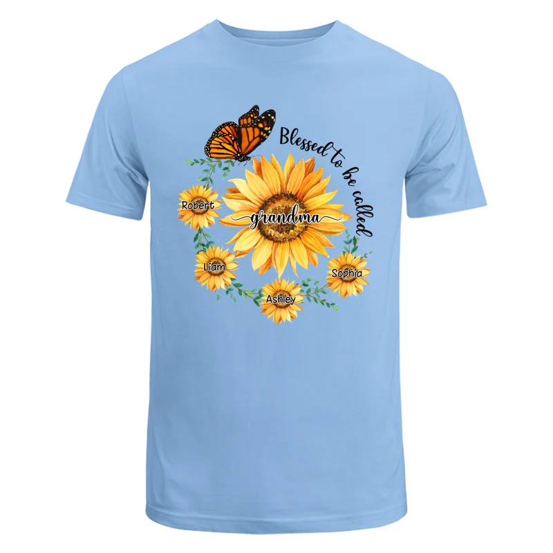 Blessed To Be Called Grandma Mom Circle Sunflowers Personalized Shirt - Image 8