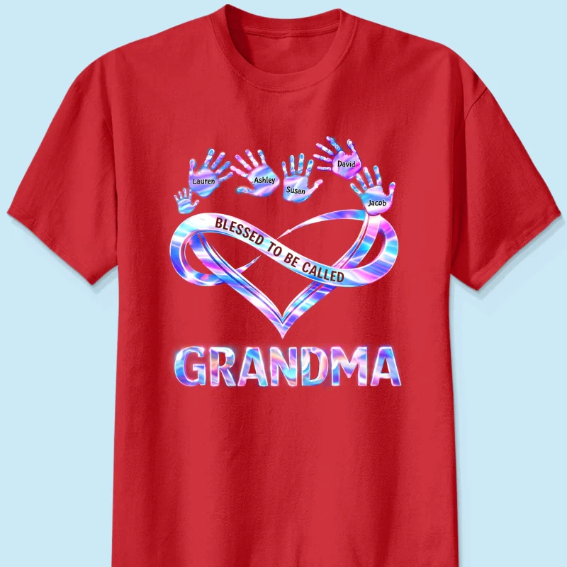 Blessed to be Called Grandma Mom with Kids' Handprint - Personalized Shirt - Sentimental Gift for Grandma, Mom - Image 17