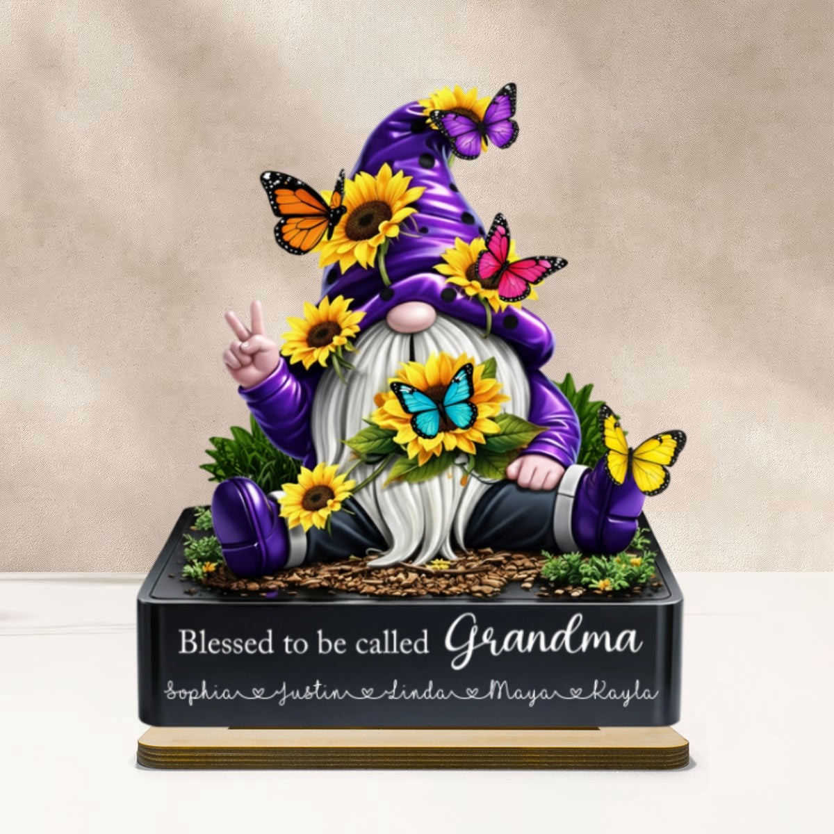 Blessed to Be Called Grandma - Personalized 2-Layered Wooden Plaque - Heartfelt Gift for Grandma - Image 9