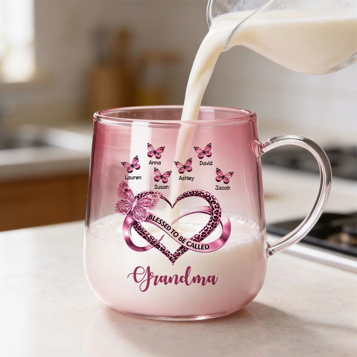 Blessed To Be Called Grandma - Personalized Glass Mug - Heartfelt Mother's Day Gift for Mom, Grandma, Wife - Image 3