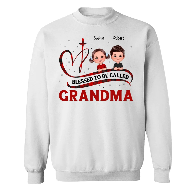 Blessed To Be Called Grandma Red Checkered Cute Doll Kids Personalized Shirt - Image 17