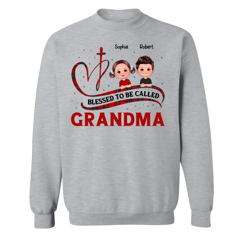 Blessed To Be Called Grandma Red Checkered Cute Doll Kids Personalized Shirt - Image 18