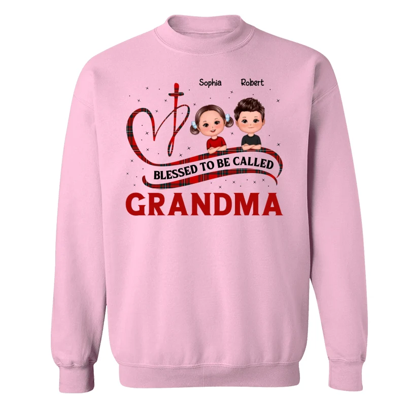 Blessed To Be Called Grandma Red Checkered Cute Doll Kids Personalized Shirt - Image 19