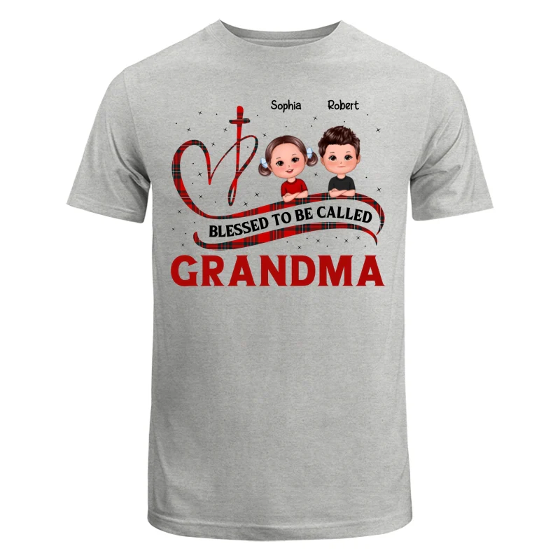Blessed To Be Called Grandma Red Checkered Cute Doll Kids Personalized Shirt - Image 6