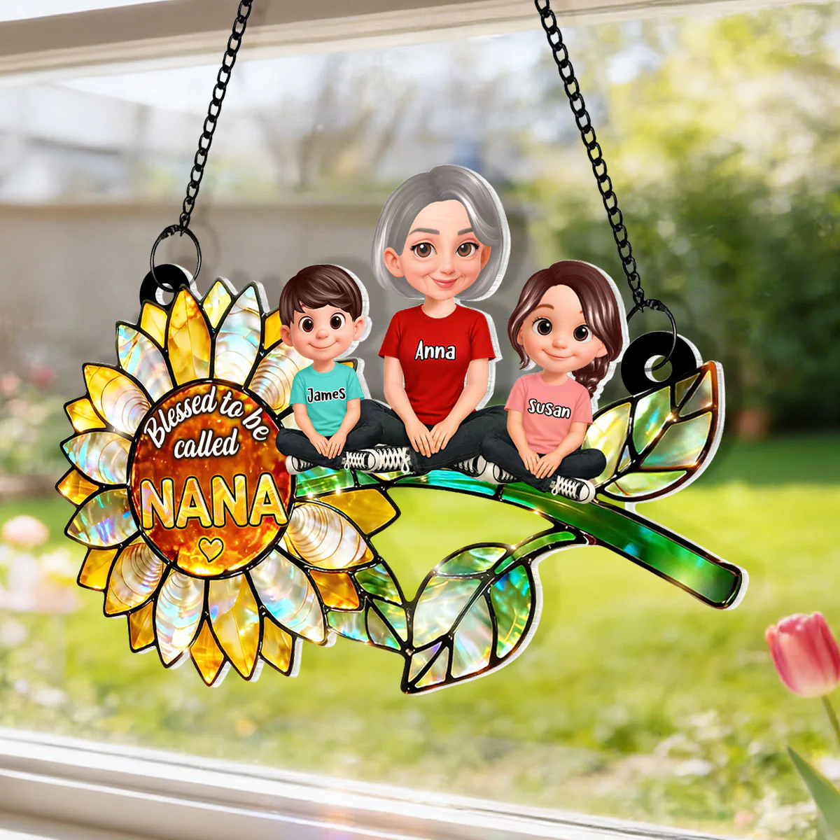 Blessed to be Called Grandma Sunflower - Personalized Window Hanging Suncatcher - Mother's Day Gift for Mom, Wife - Image 6