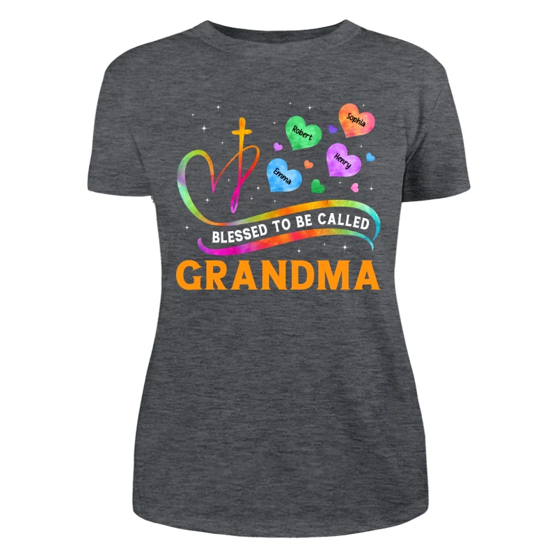 Blessed To Called Grandma Grandkids Colorful Heart Cross Personalized Shirt - Image 10
