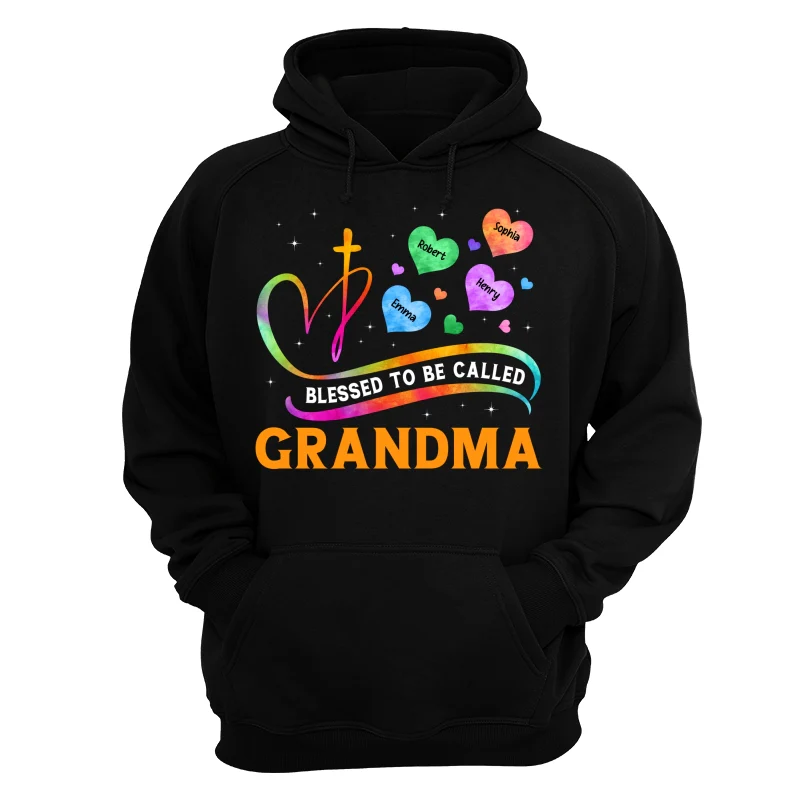Blessed To Called Grandma Grandkids Colorful Heart Cross Personalized Shirt - Image 11