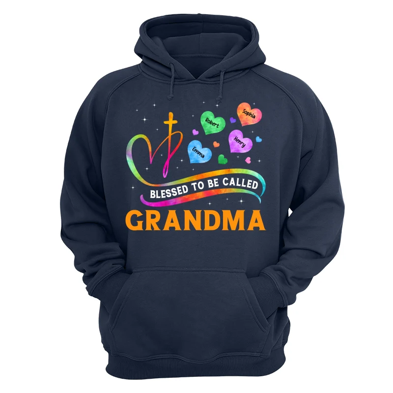 Blessed To Called Grandma Grandkids Colorful Heart Cross Personalized Shirt - Image 12