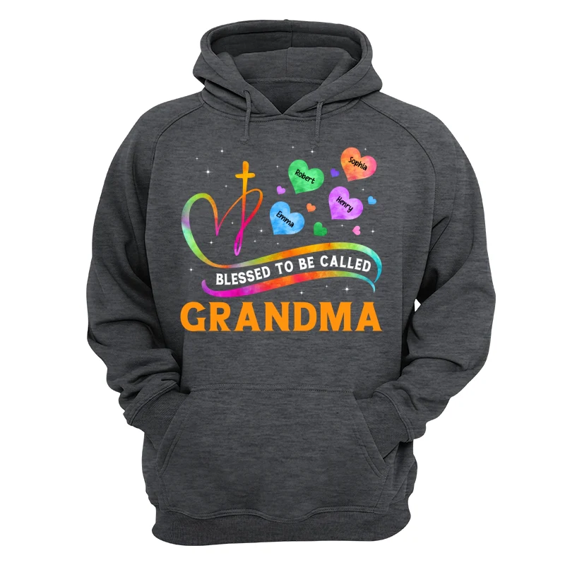 Blessed To Called Grandma Grandkids Colorful Heart Cross Personalized Shirt - Image 13