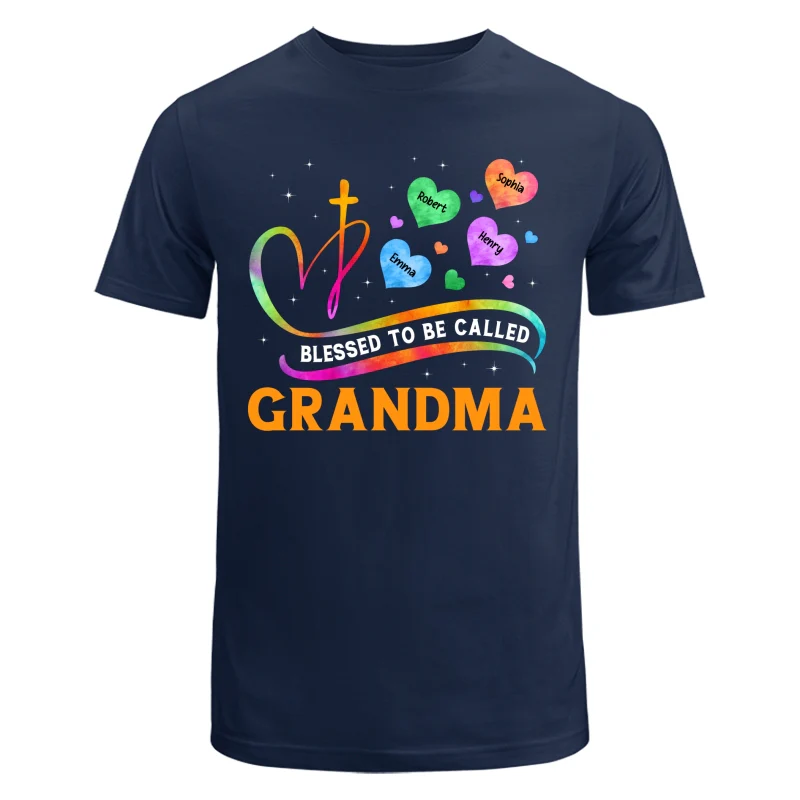 Blessed To Called Grandma Grandkids Colorful Heart Cross Personalized Shirt - Image 6