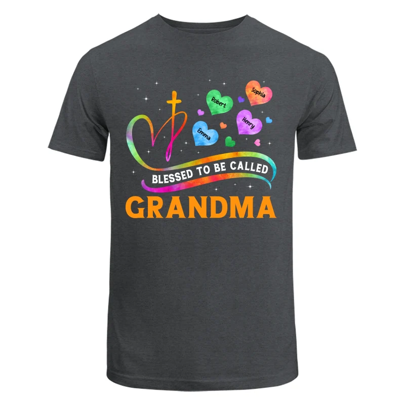 Blessed To Called Grandma Grandkids Colorful Heart Cross Personalized Shirt - Image 7