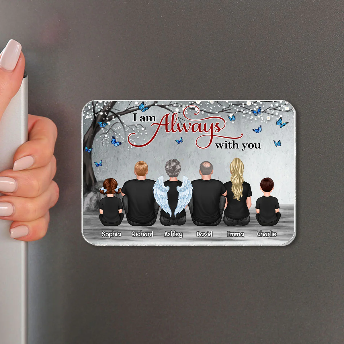 Blossom Tree Always With You Family Memorial Personalized Acrylic Fridge Magnet, Remembrance Gift, Sympathy Gift