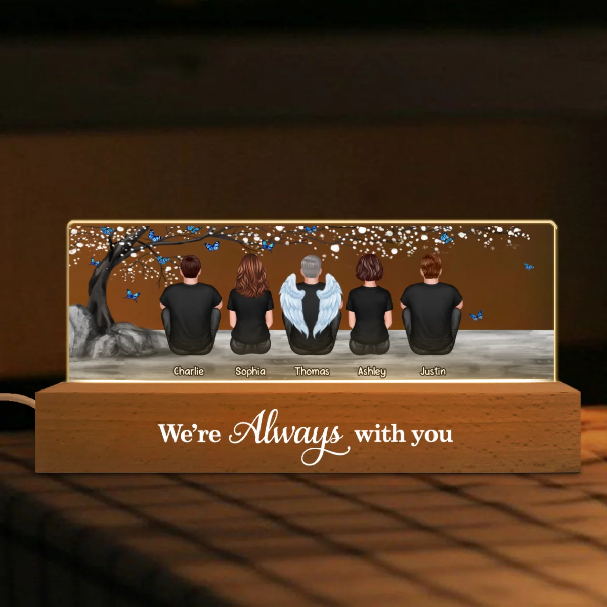 Blossom Tree Always With You Whole Family Memorial Remembrance Gift Personalized Acrylic LED Night Light - Image 7