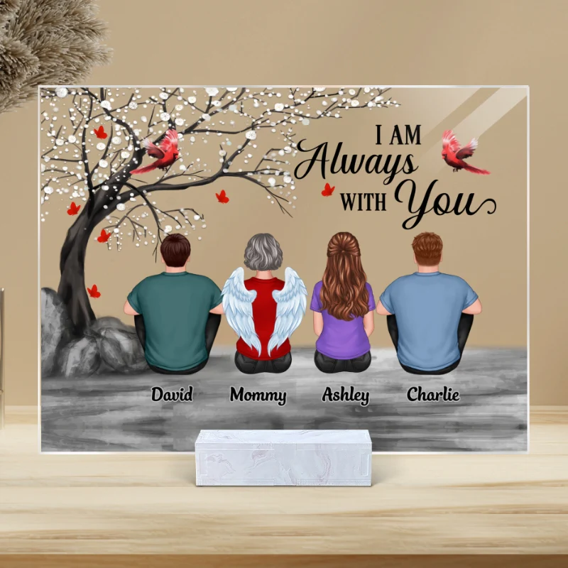 Blossom Tree Cardinal Whole Back View Family Sitting Remembrance Gift Memorial Personalized Acrylic Plaque - Image 4