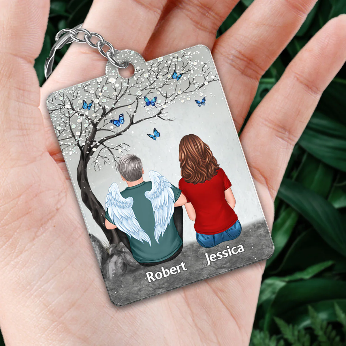 Blossom Tree Family Memorial Remembrance Keepsake Voice Message QR Code Personalized Acrylic Keychain - Image 2