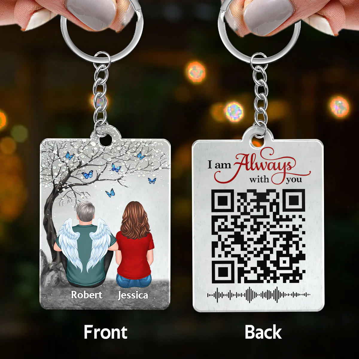 Blossom Tree Family Memorial Remembrance Keepsake Voice Message QR Code Personalized Acrylic Keychain - Image 3
