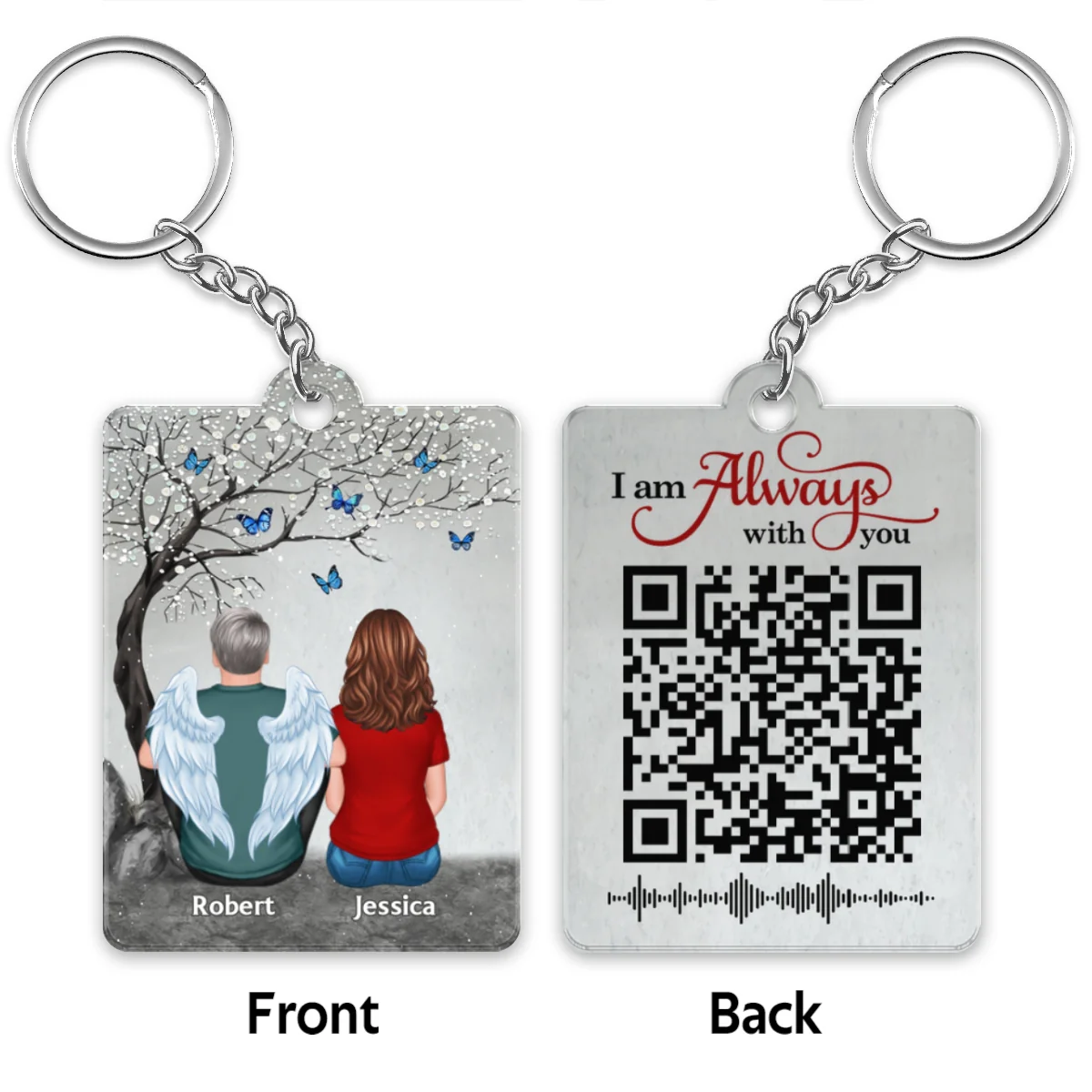 Blossom Tree Family Memorial Remembrance Keepsake Voice Message QR Code Personalized Acrylic Keychain - Image 4