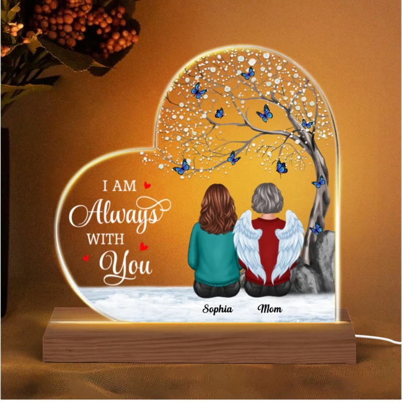 Blossom Tree Memorial Heart Shaped Personalized Custom Shape Acrylic LED Night Light - Image 3