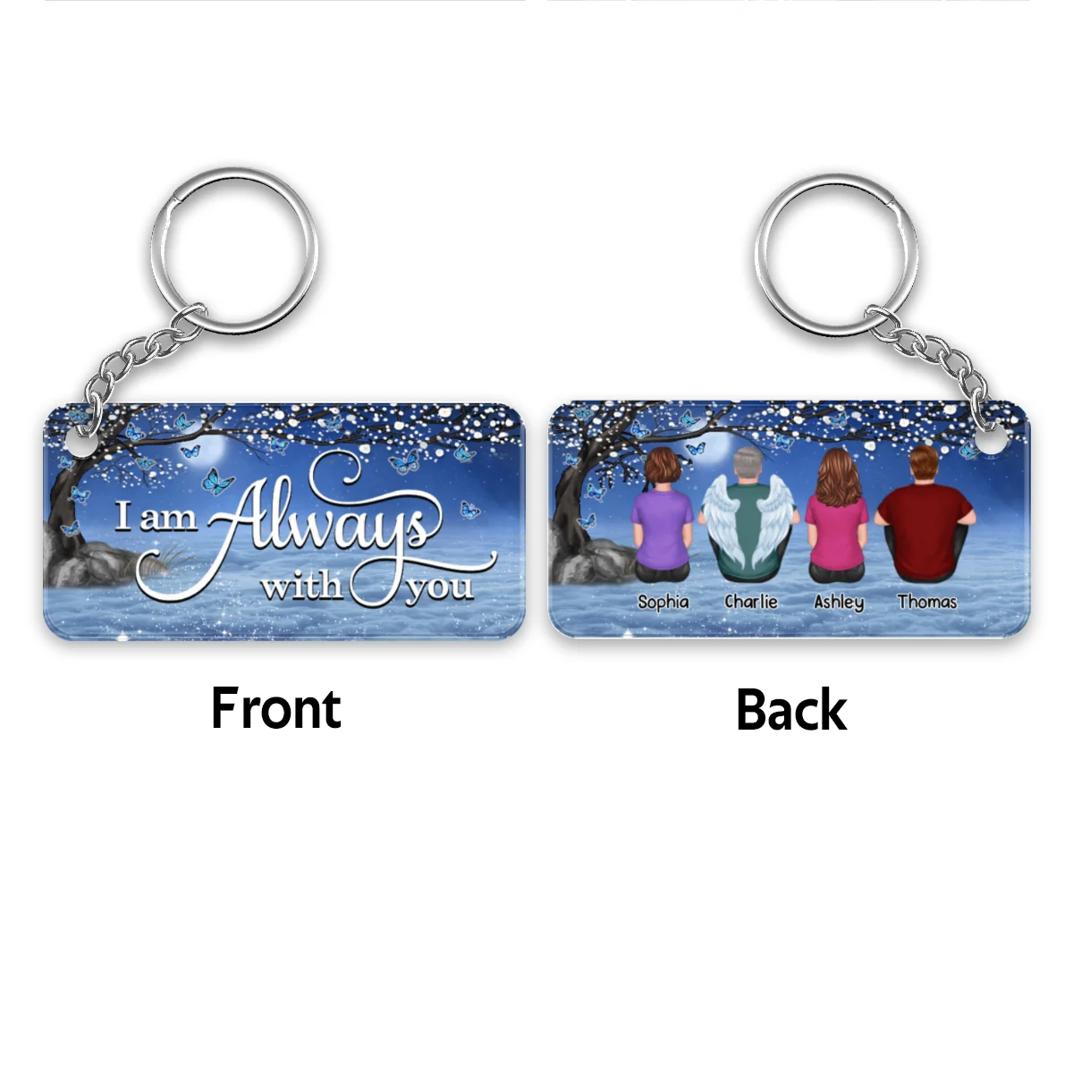 Blossom Tree Night Sky Memorial Family Remembrance Gift Personalized Acrylic Keychain - Image 4