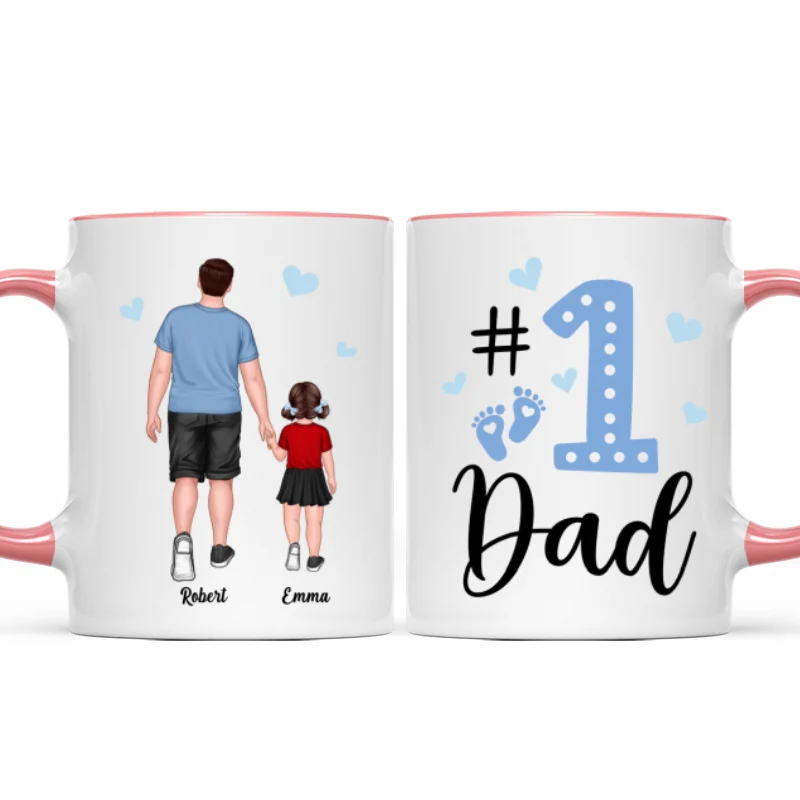 Blue Back View Dad And Son Daughter Kids Walking #1 Dad Personalized Mug - Image 10