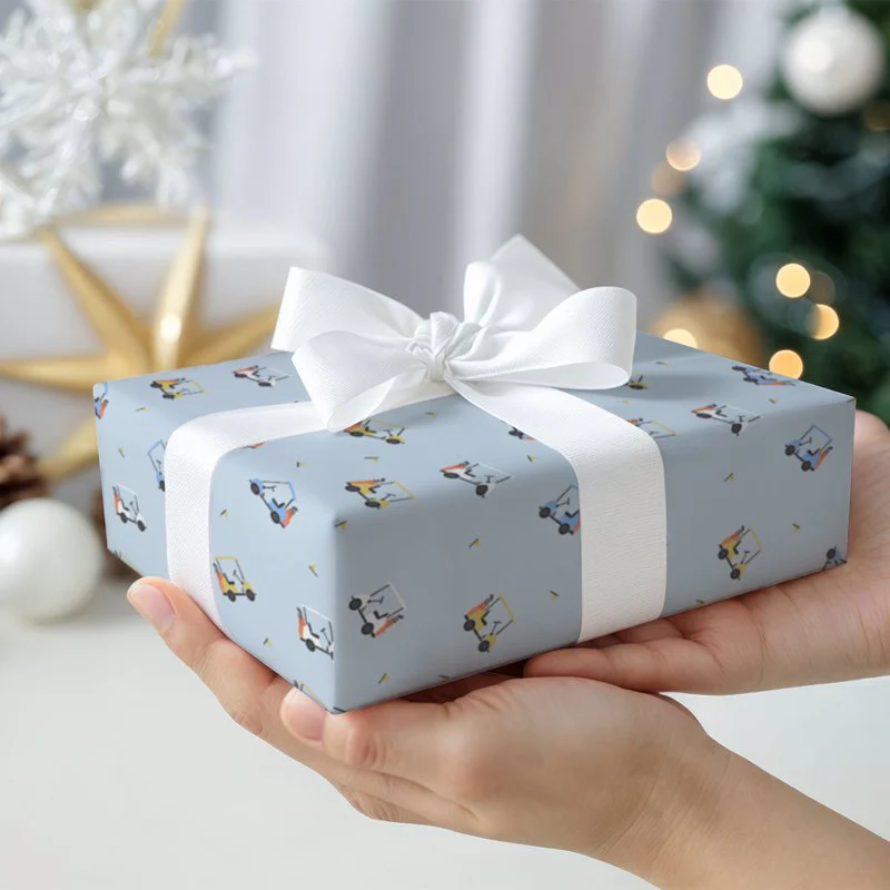 Blue Golf Cart Gift Wrapping Paper - Image 5