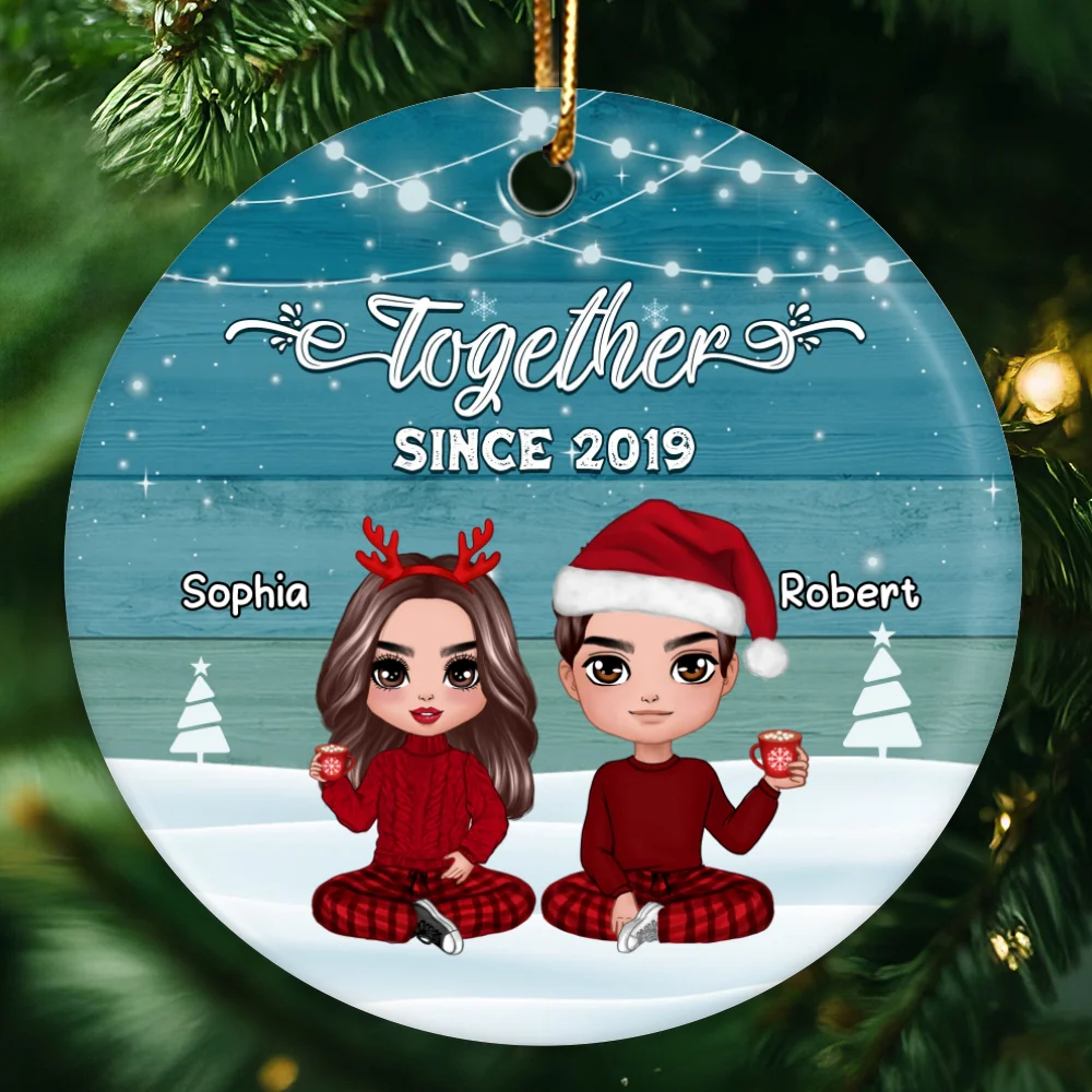 Blue Palette Couple Together Since Personalized Circle Ornament - Image 4