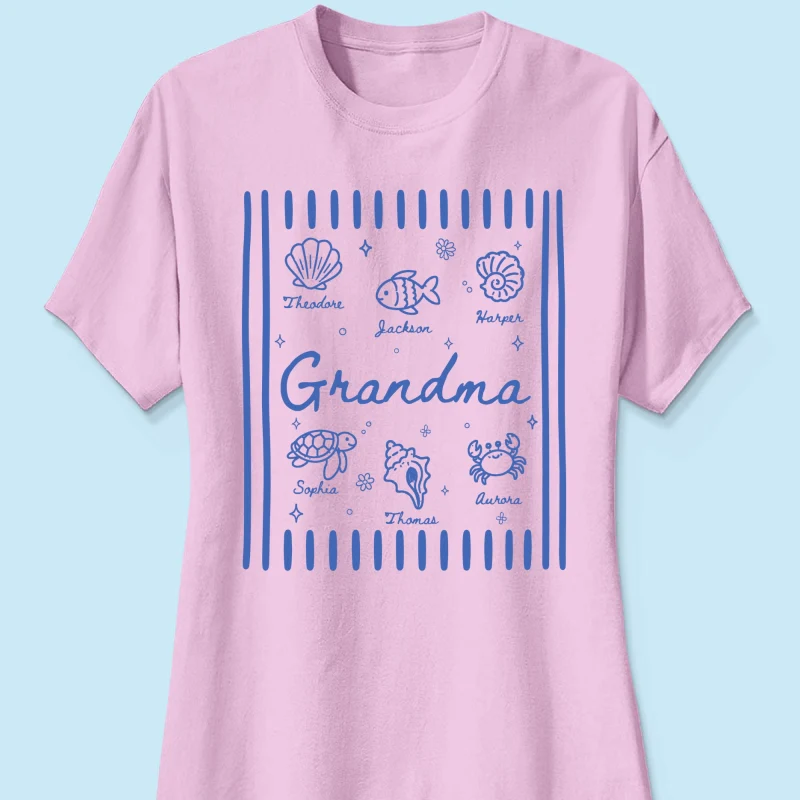 Blue Retro Summer Grandma Mom - Personalized Shirt - Image 15