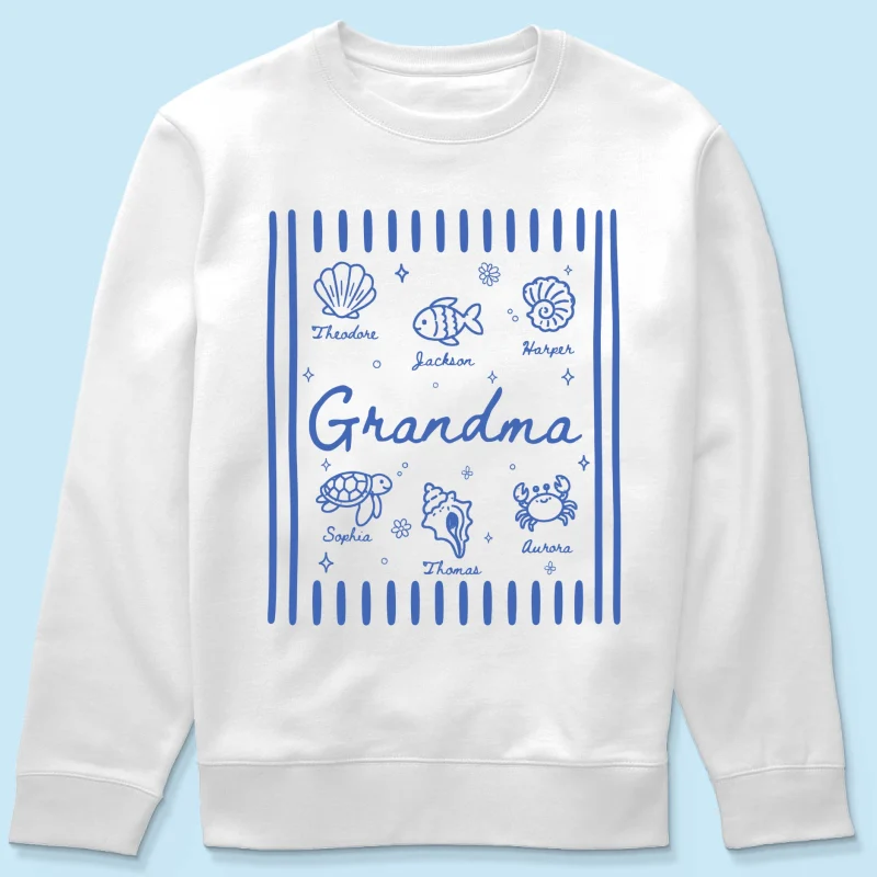Blue Retro Summer Grandma Mom - Personalized Shirt - Image 17
