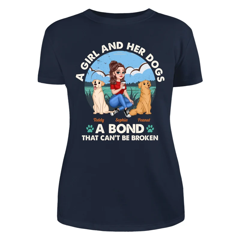 Bond Can‘t Be Broken Pretty Cartoon Woman & Cute Sitting Dog Personalized Shirt - Image 10