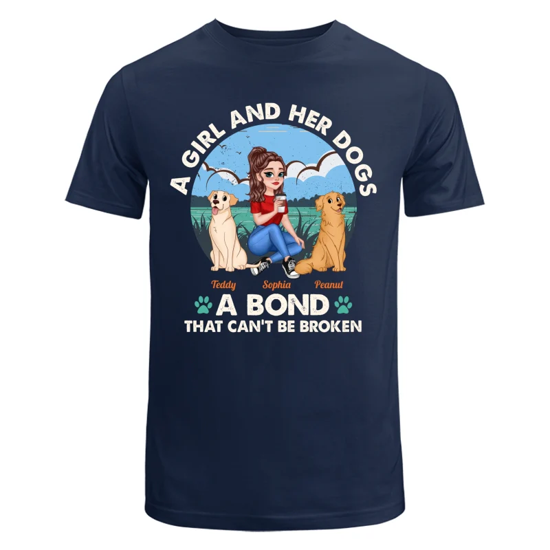 Bond Can‘t Be Broken Pretty Cartoon Woman & Cute Sitting Dog Personalized Shirt - Image 6