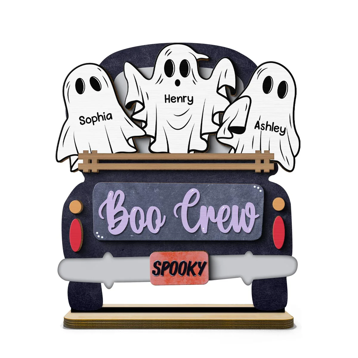 Boo Crew Farmhouse Truck The Ghost Family Halloween Tabletop Tier Tray Decor Personalized 2-Layer Standing Wooden Plaque - Image 12