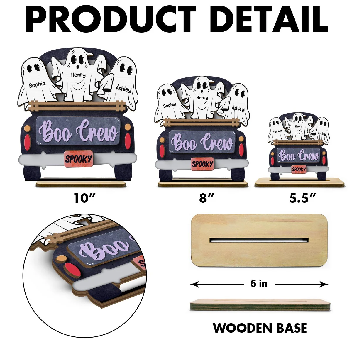Boo Crew Farmhouse Truck The Ghost Family Halloween Tabletop Tier Tray Decor Personalized 2-Layer Standing Wooden Plaque - Image 16