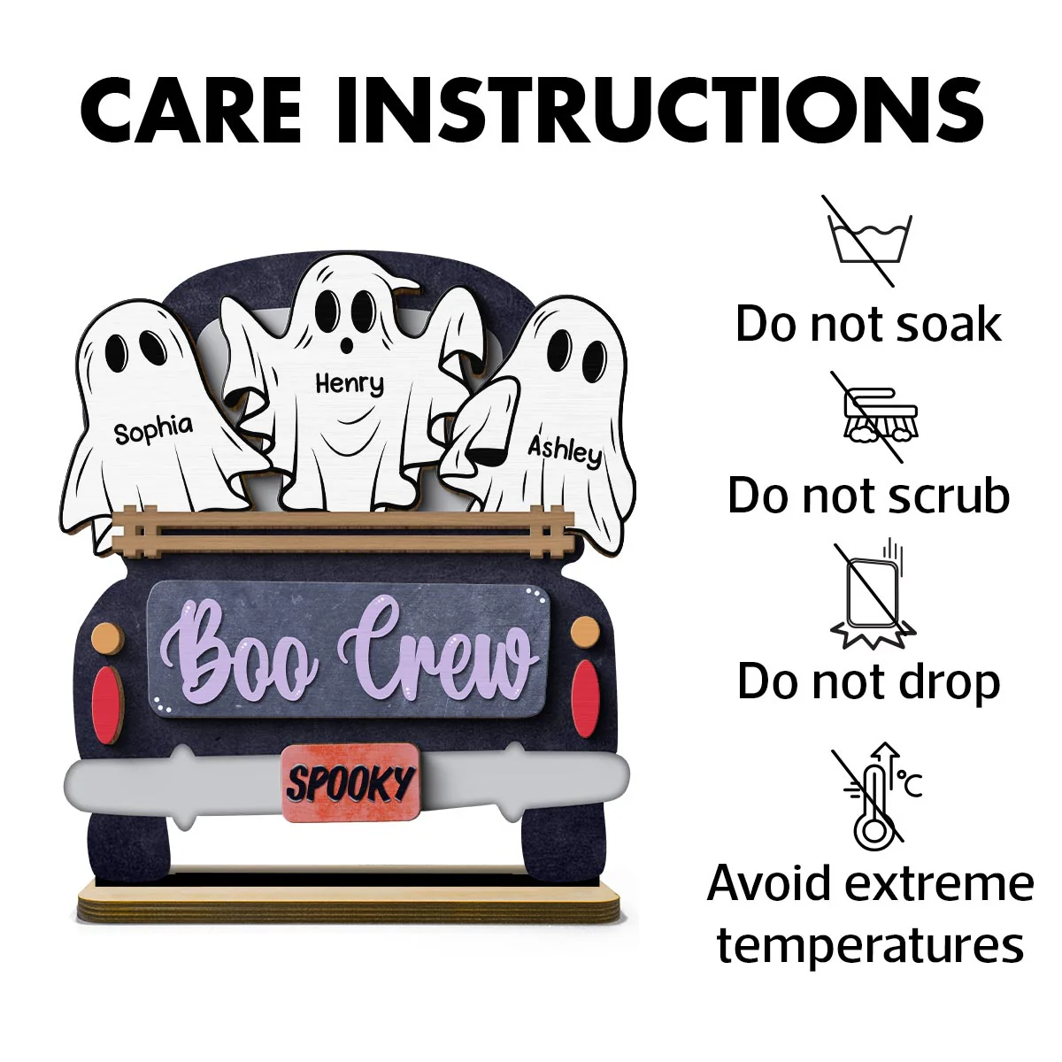 Boo Crew Farmhouse Truck The Ghost Family Halloween Tabletop Tier Tray Decor Personalized 2-Layer Standing Wooden Plaque - Image 17