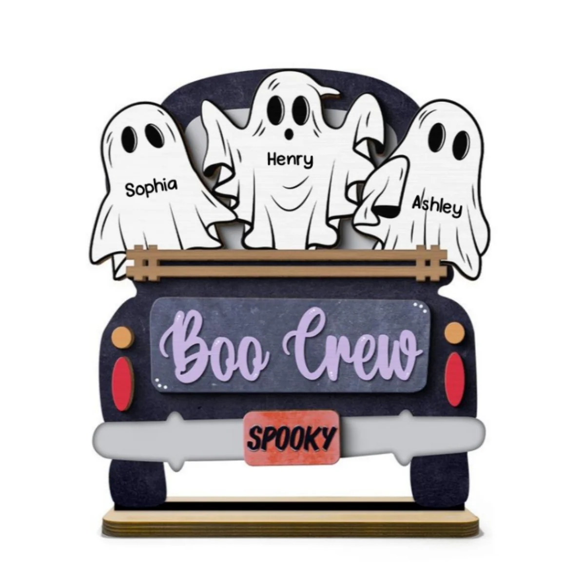 Boo Crew Farmhouse Truck The Ghost Family Halloween Tabletop Tier Tray Decor Personalized 2-Layer Standing Wooden Plaque - Image 9