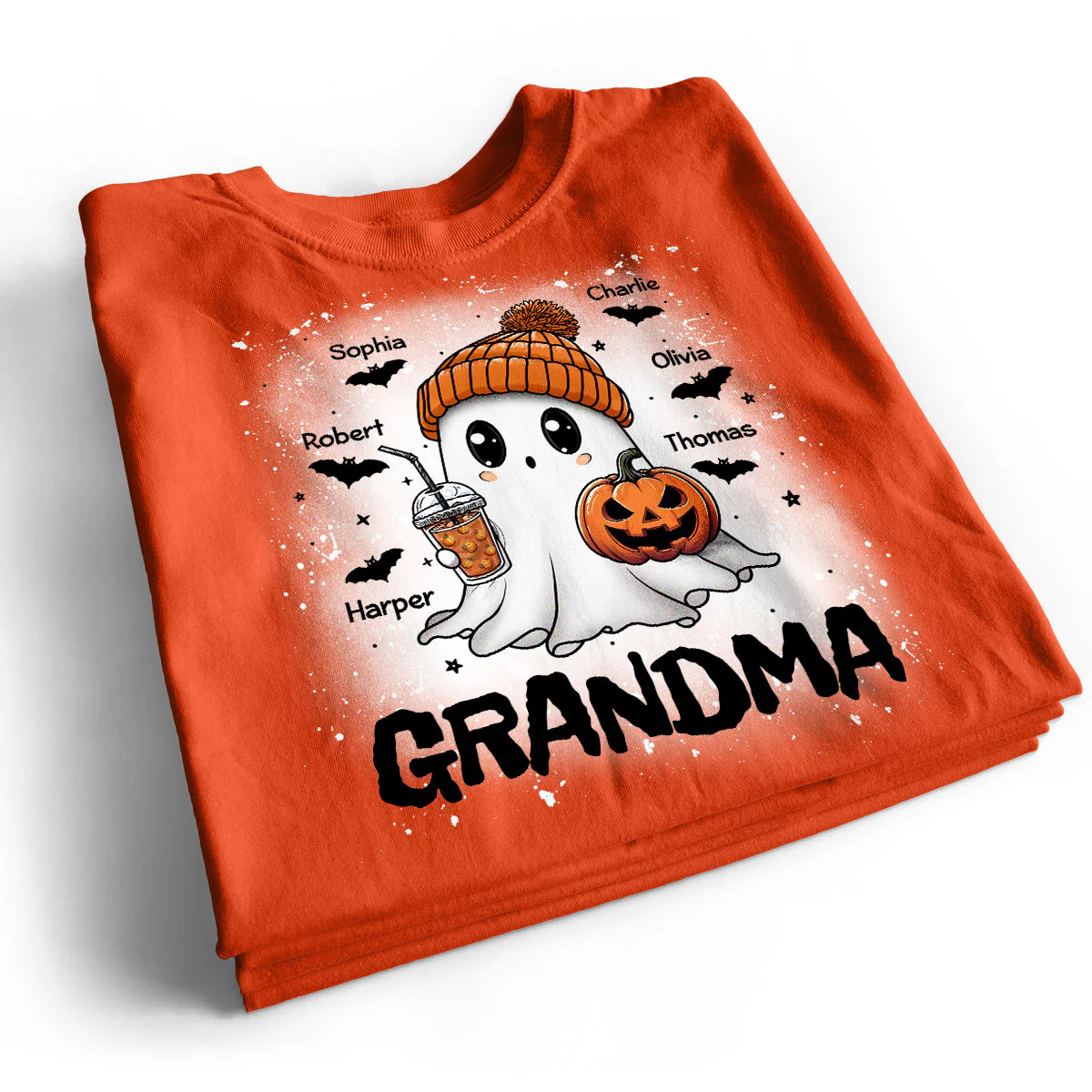 Boo Grandma Fall Season Halloween Custom Grandkids Names Personalized Shirt - Image 3