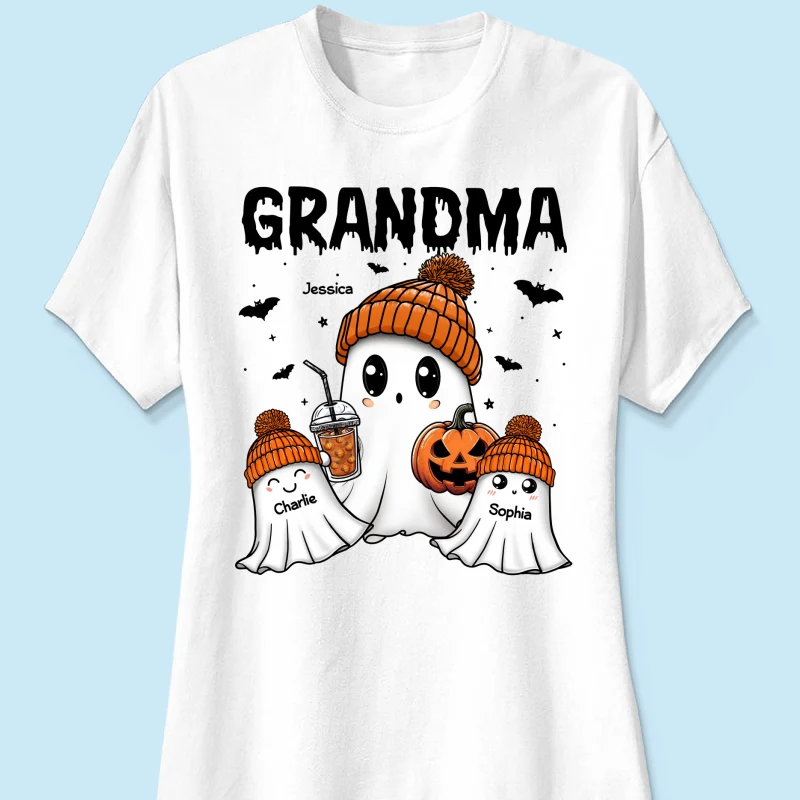 Boo Grandma Grandkids Fall Season Halloween Personalized Shirt - Image 11