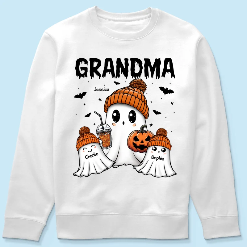 Boo Grandma Grandkids Fall Season Halloween Personalized Shirt - Image 19