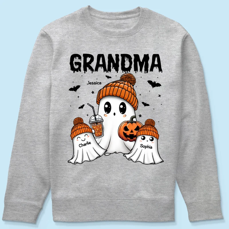 Boo Grandma Grandkids Fall Season Halloween Personalized Shirt - Image 20